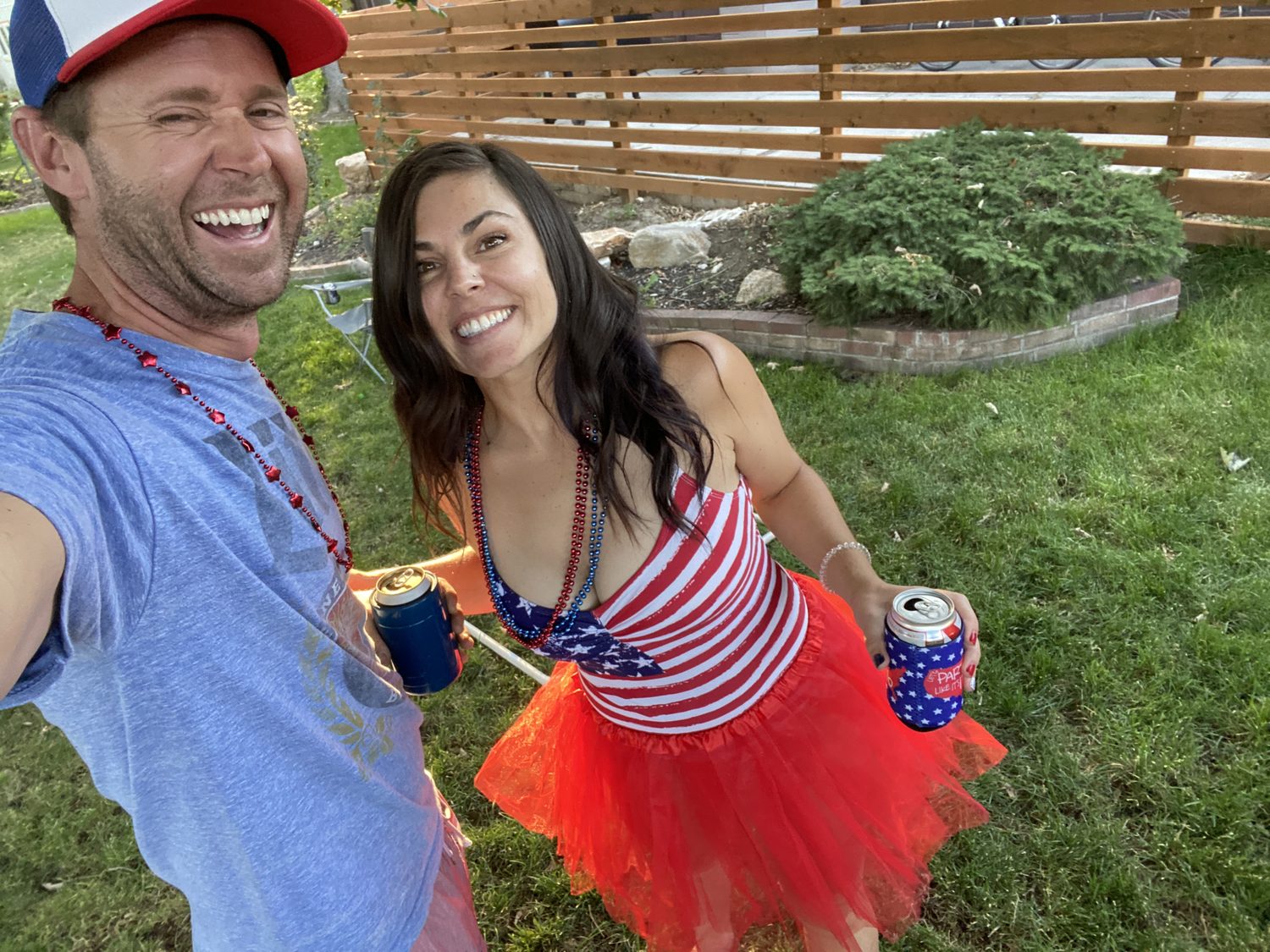 Rob and Hannah at a summer party
